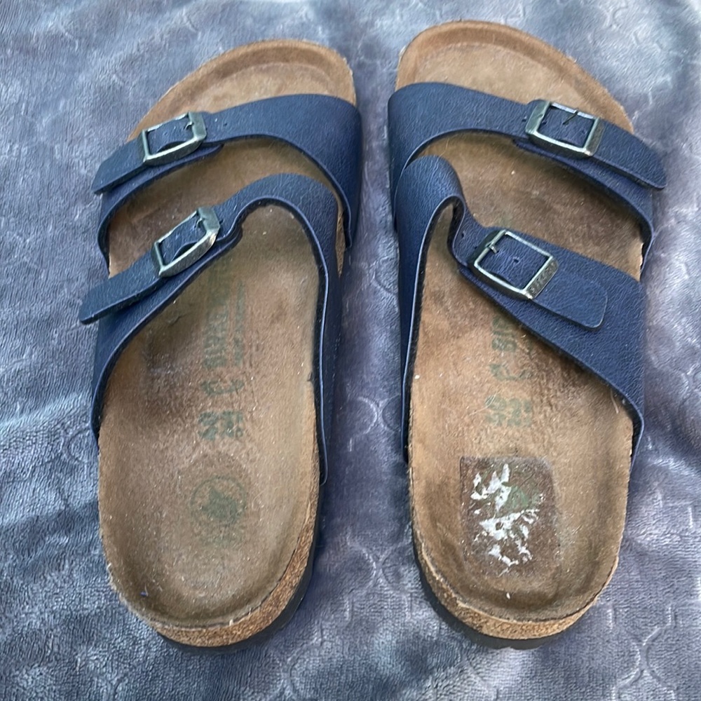 Navy Heather Birkenstock leather sandals used size 40